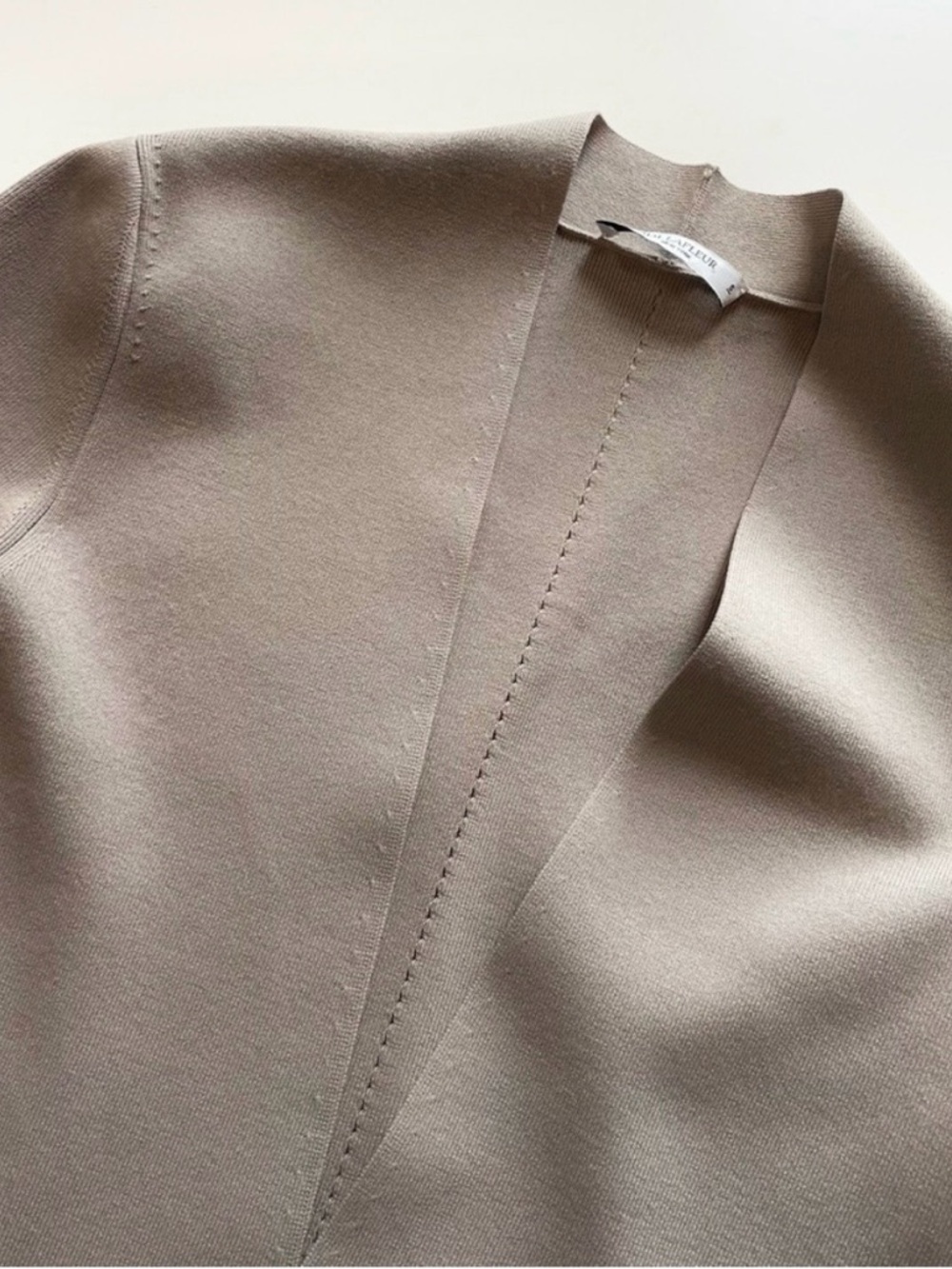 MM.LaFleur Taupe Pearl Jardigan | Open Front Knit Blazer Cardigan | Size Small - Picture 5 of 15